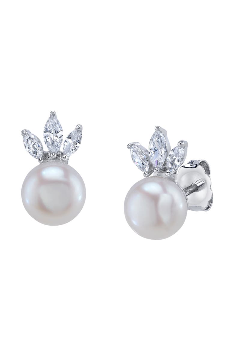 White Freshwater Pearl Imperial Earrings, Main, color, Sterling Silver