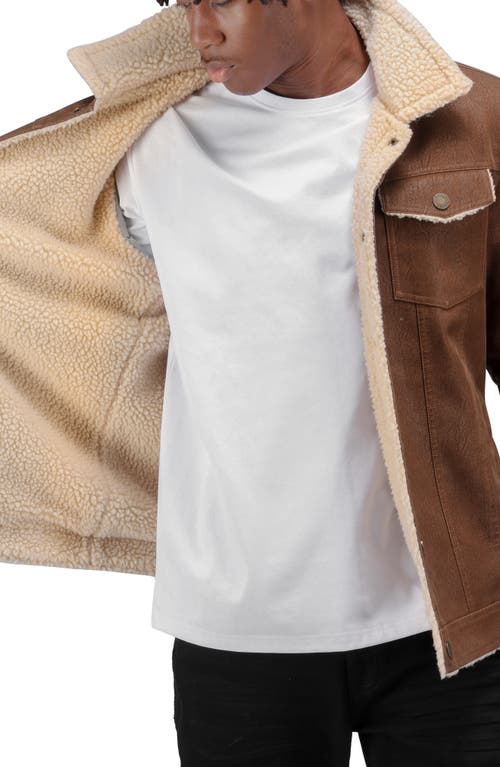 X-ray Xray Faux Shearling Lined Trucker Jacket In Brown