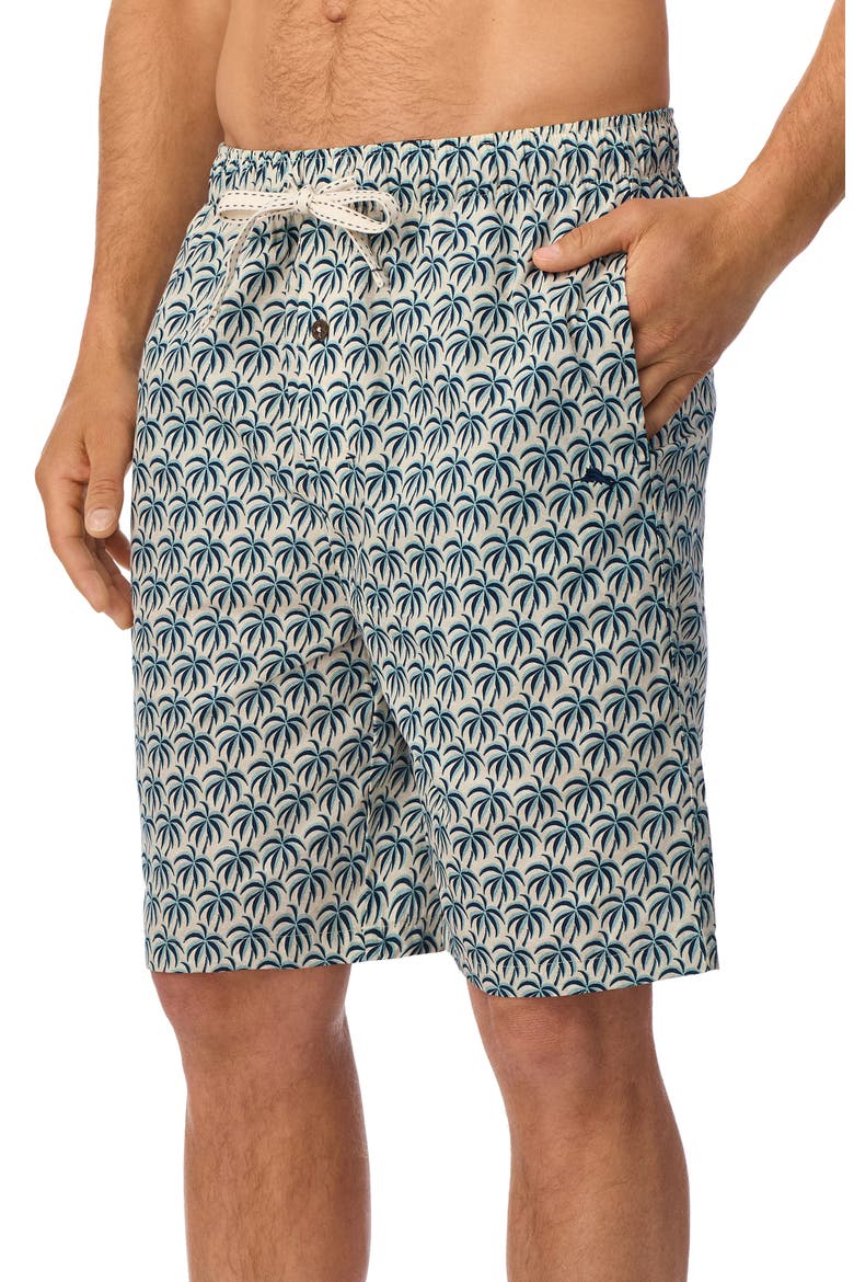 Cotton Tropical Print Pajama Shorts, Alternate, color, OAT/ BLUE