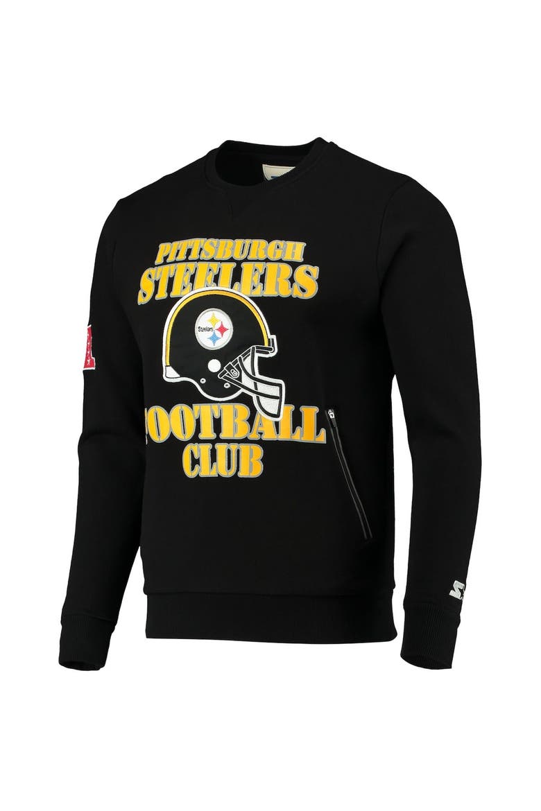 Men's Starter Black Pittsburgh Steelers Locker Room Throwback End Zone Pullover Sweatshirt, Alternate, color, Black