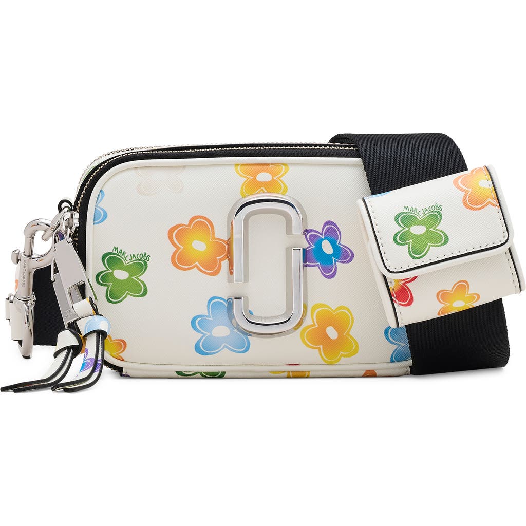 Marc Jacobs Snapshot Wild Daisy Crossbody Bag In Leather In White