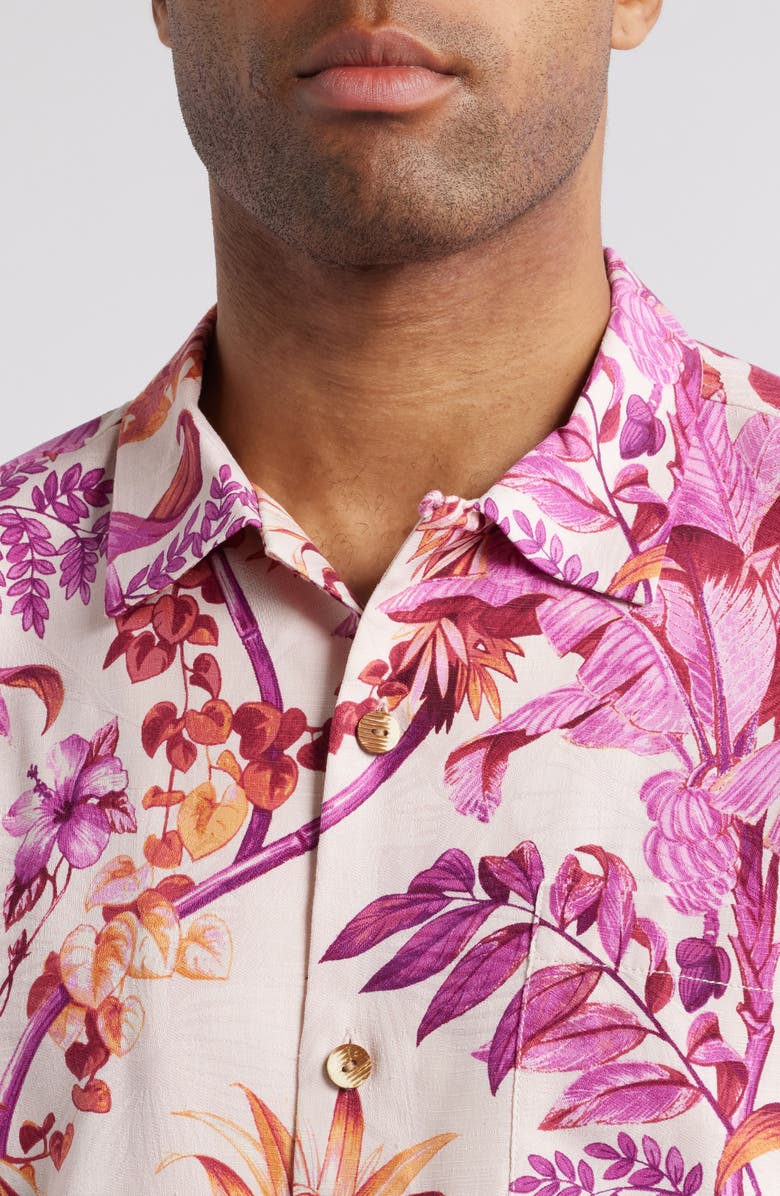 Tommy Bahama Garden of Hope & Courage Print Short Sleeve Silk Button-Up Shirt, Alternate, color,