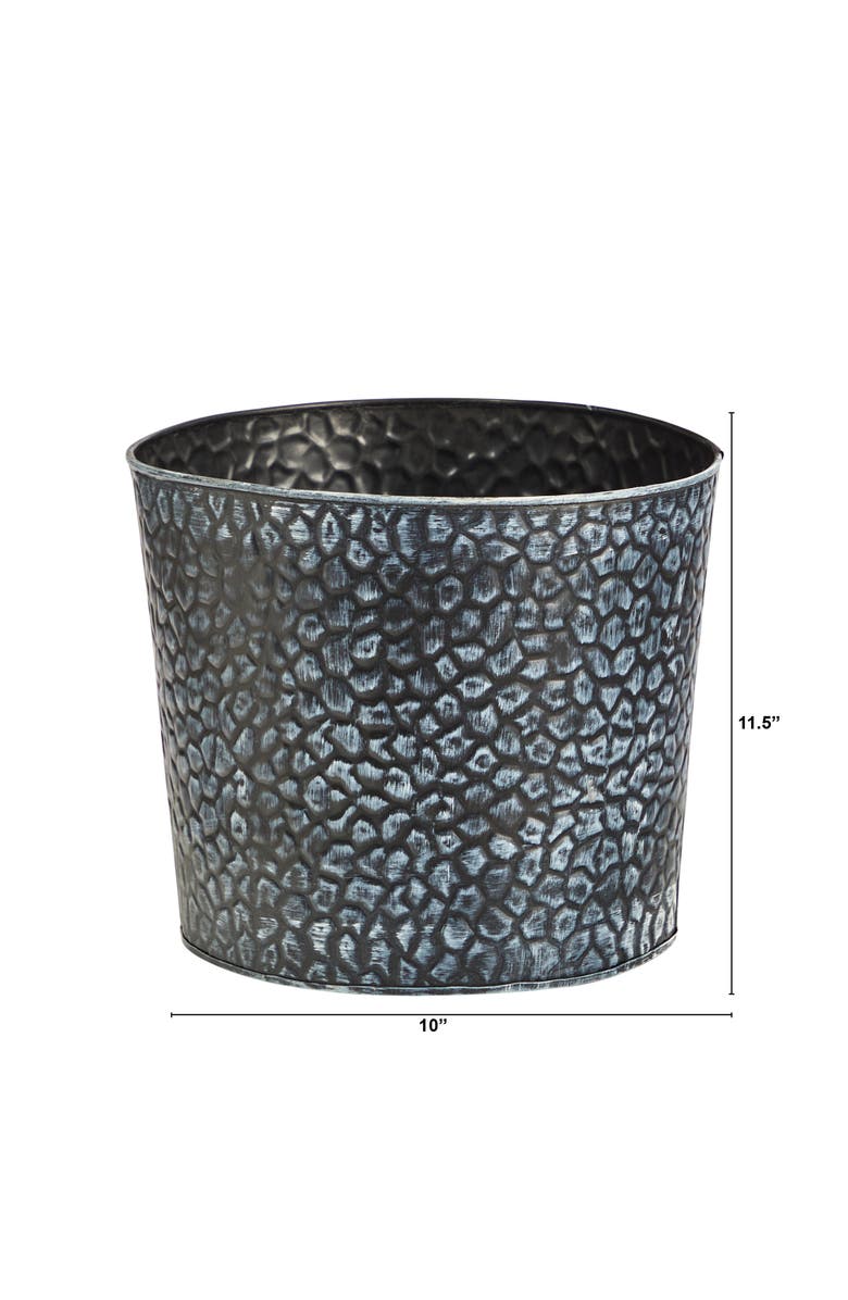 NEARLY NATURAL 11.5-in Embossed Tin Bucket with Pebble Pattern, Alternate, color, Gray