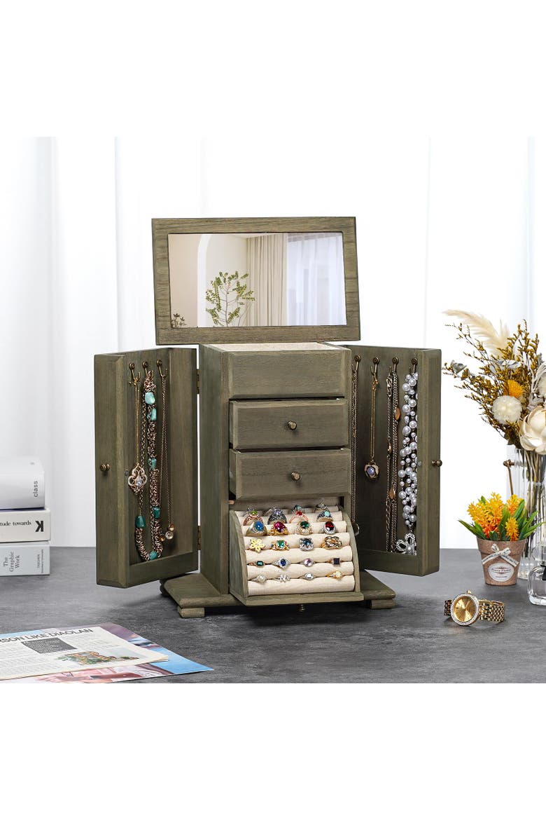 Tabletop Jewelry Armoire, Alternate, color, Weathered Gray