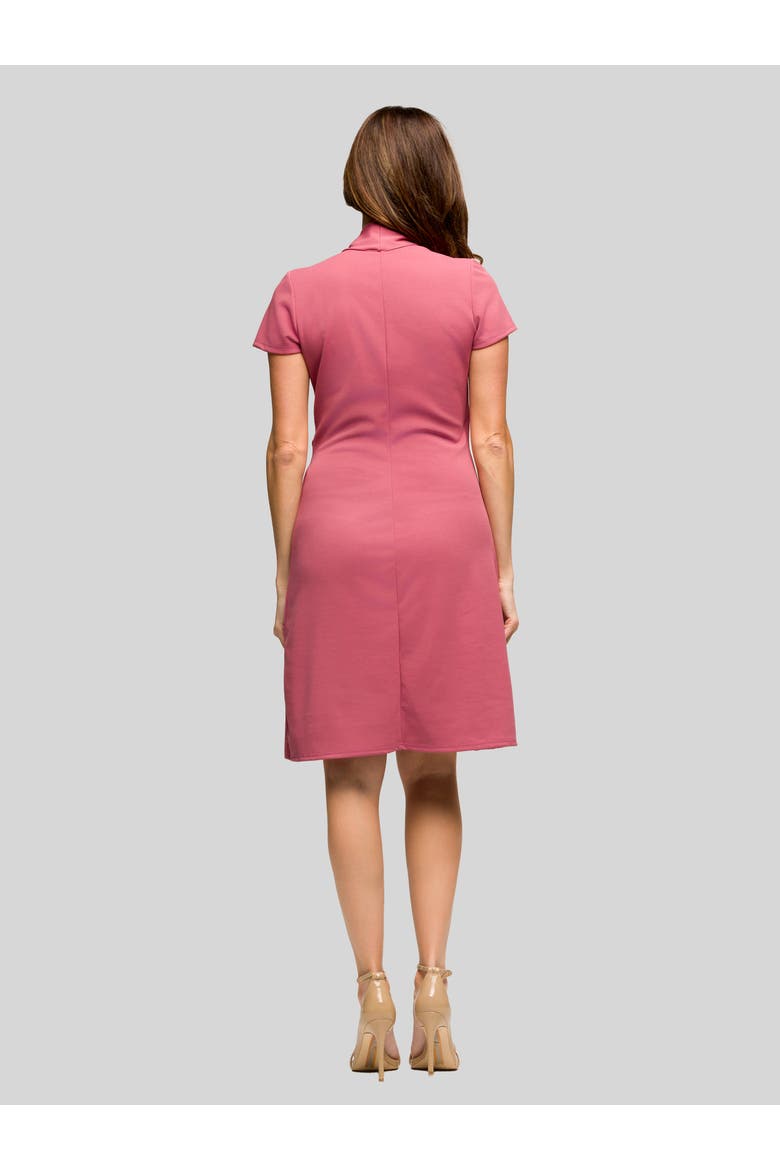 Mandarin Collar Knee Length Wrap Dress, Alternate, color, Rose