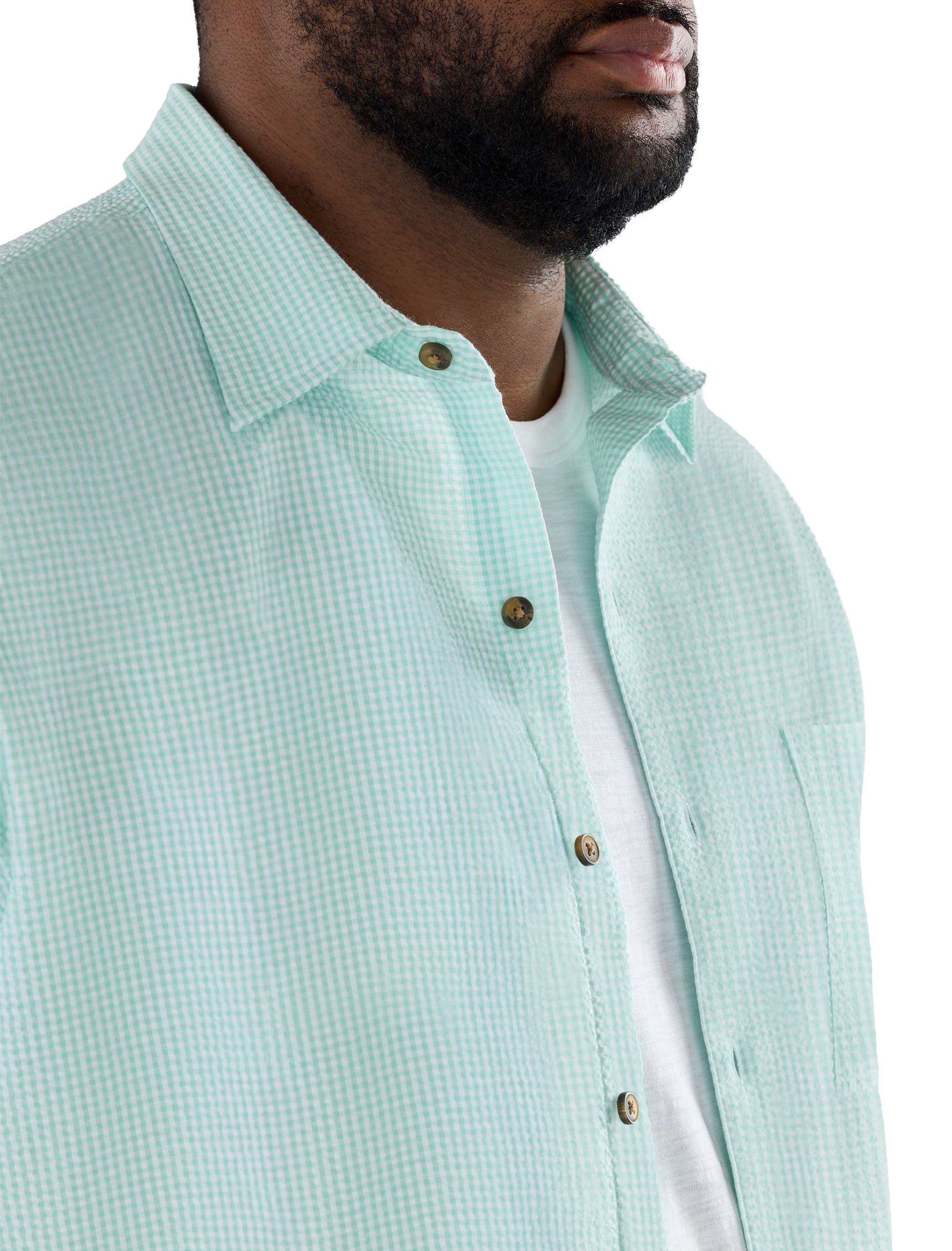 Big & Tall Gingham Seersucker Sport Shirt V2 - image 2