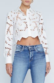 L'AGENCE Seychelle Cutwork Crop Shirt