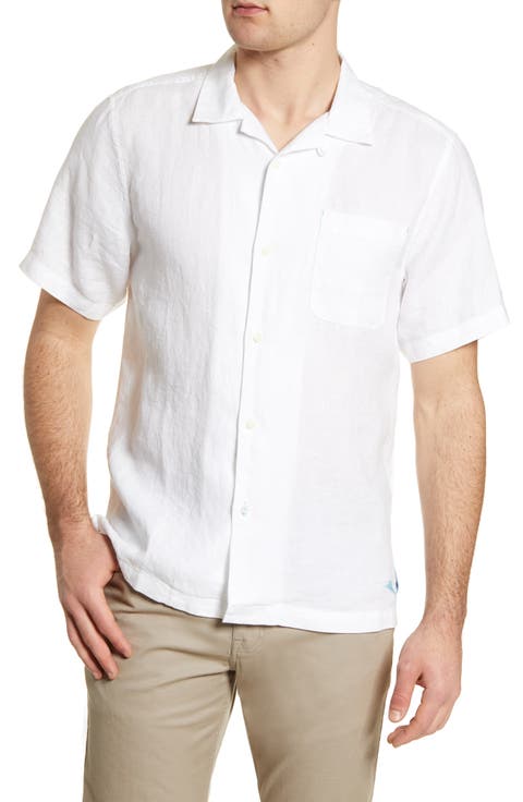 Sea Glass Short Sleeve Button-Up Linen Camp Shirt