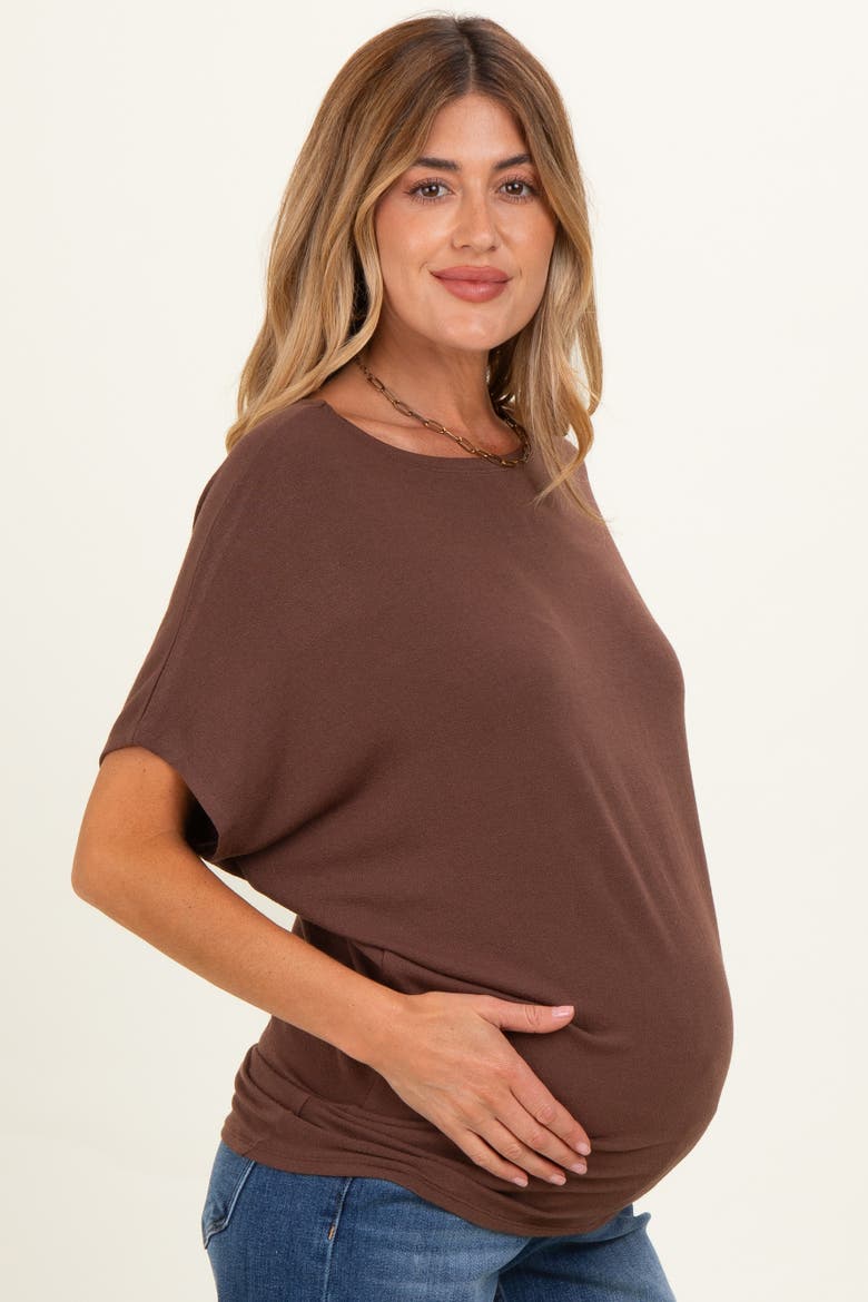 Dolman Sleeve Boat Neck Top, Alternate, color, Brown