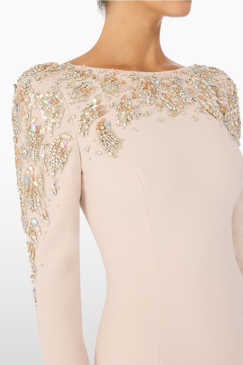 Kelly Embellished Long-Sleeve Maxi Dress, Alternate, color, Moonstone