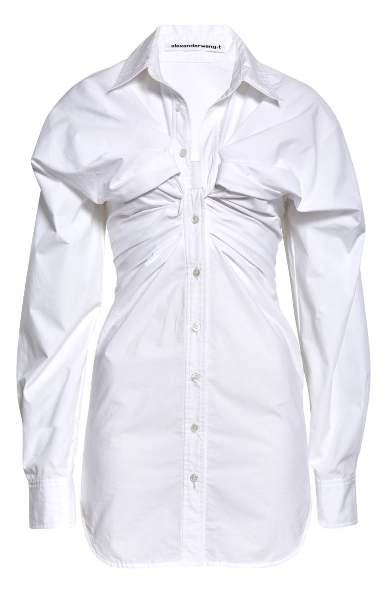 Alexander Wang Twist Front Long Sleeve Cotton Poplin Shirtdress, Alternate, color,