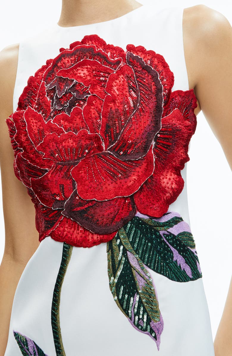 Alice + Olivia Clyde Beaded Rose Shift Dress, Alternate, color, 