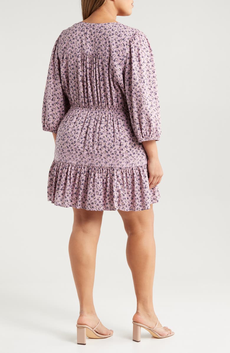 Treasure & Bond Floral Print Ruffle Hem Minidress, Alternate, color, Purple Shade Elaine Geo