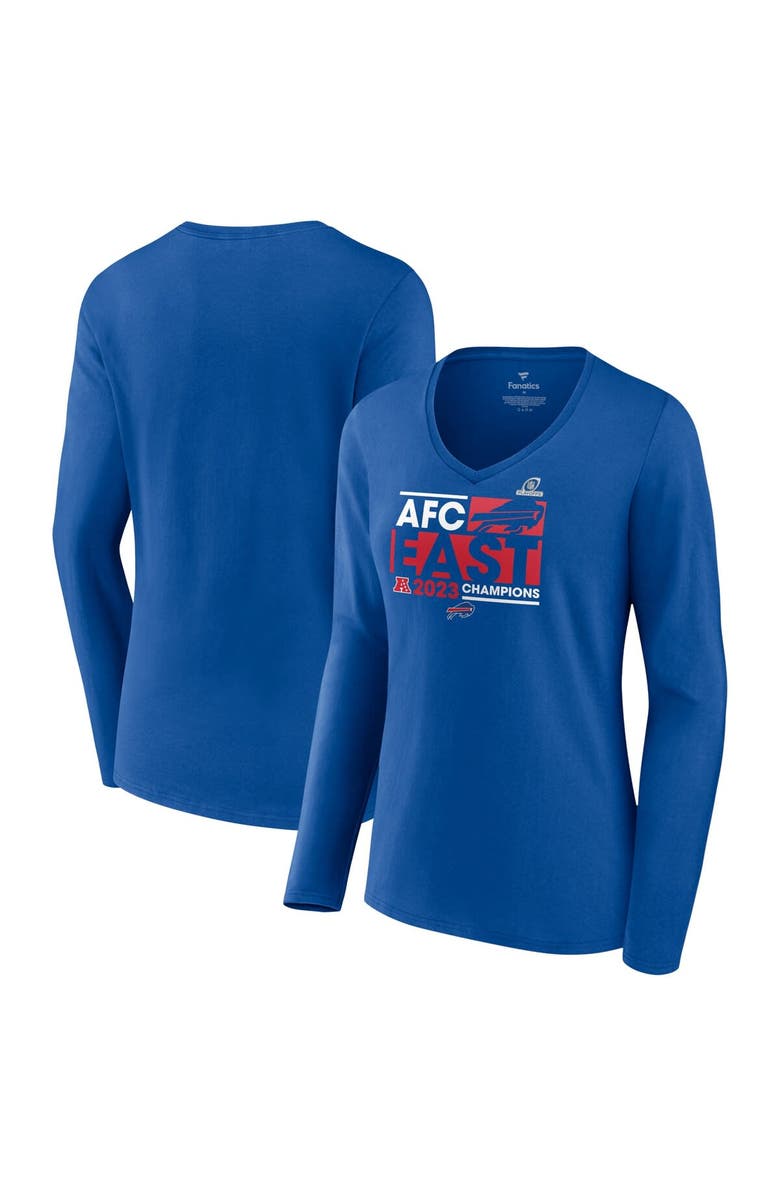 FANATICS Women's Fanatics Branded Royal Buffalo Bills 2023 AFC East Division Champions Conquer Long Sleeve V-Neck T-Shirt, Main, color,