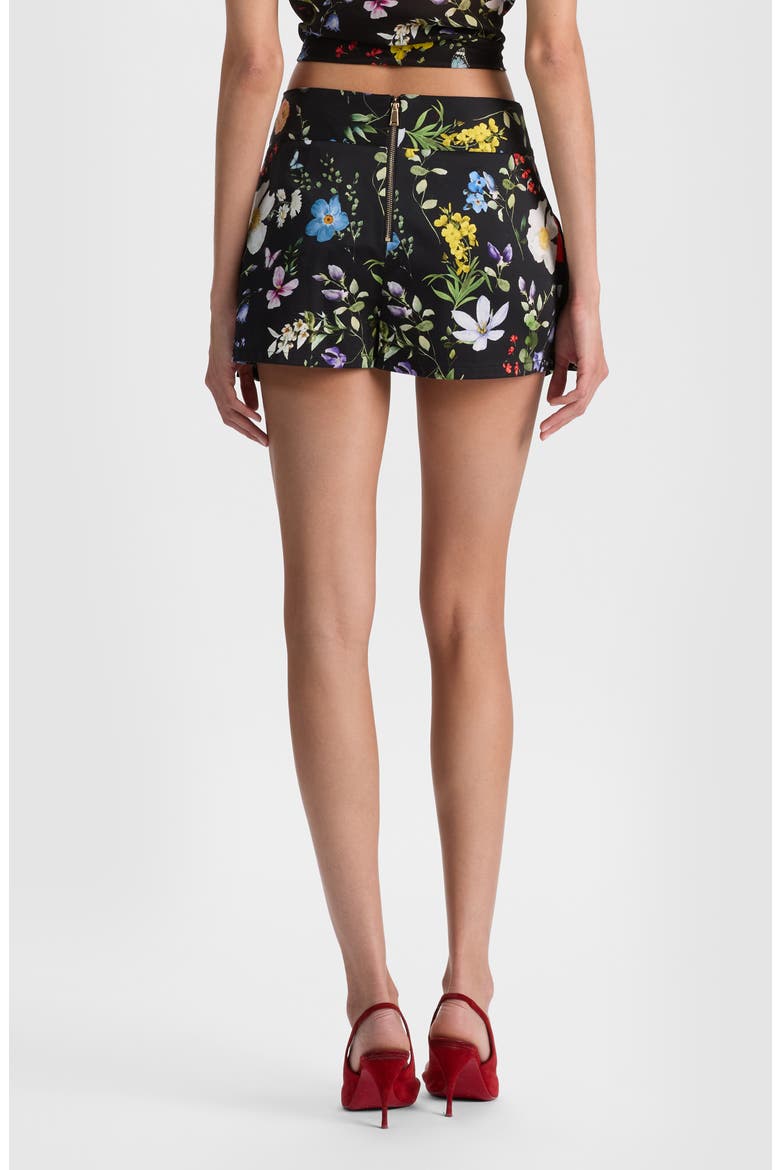 Noah Floral Pleated Miniskirt, Alternate, color, TWIST BLACK