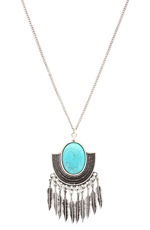 Feather Fringe Pendant Necklace