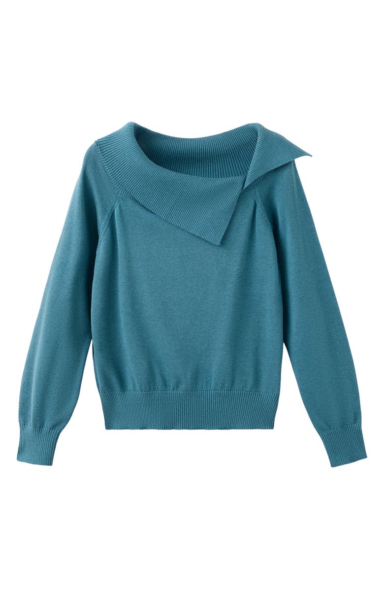 MANGO TEEN Asymmetric Neck Sweater, Alternate, color, Petrol Blue