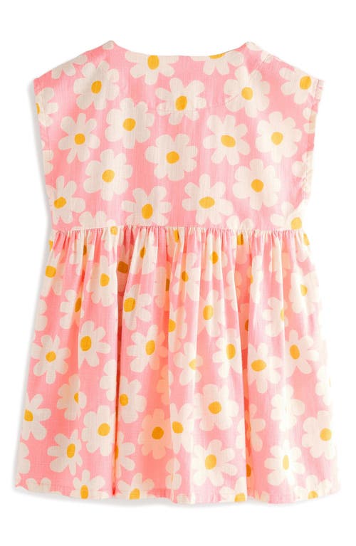 Next Kids' Floral Print Cotton Button Front Dress In Pink