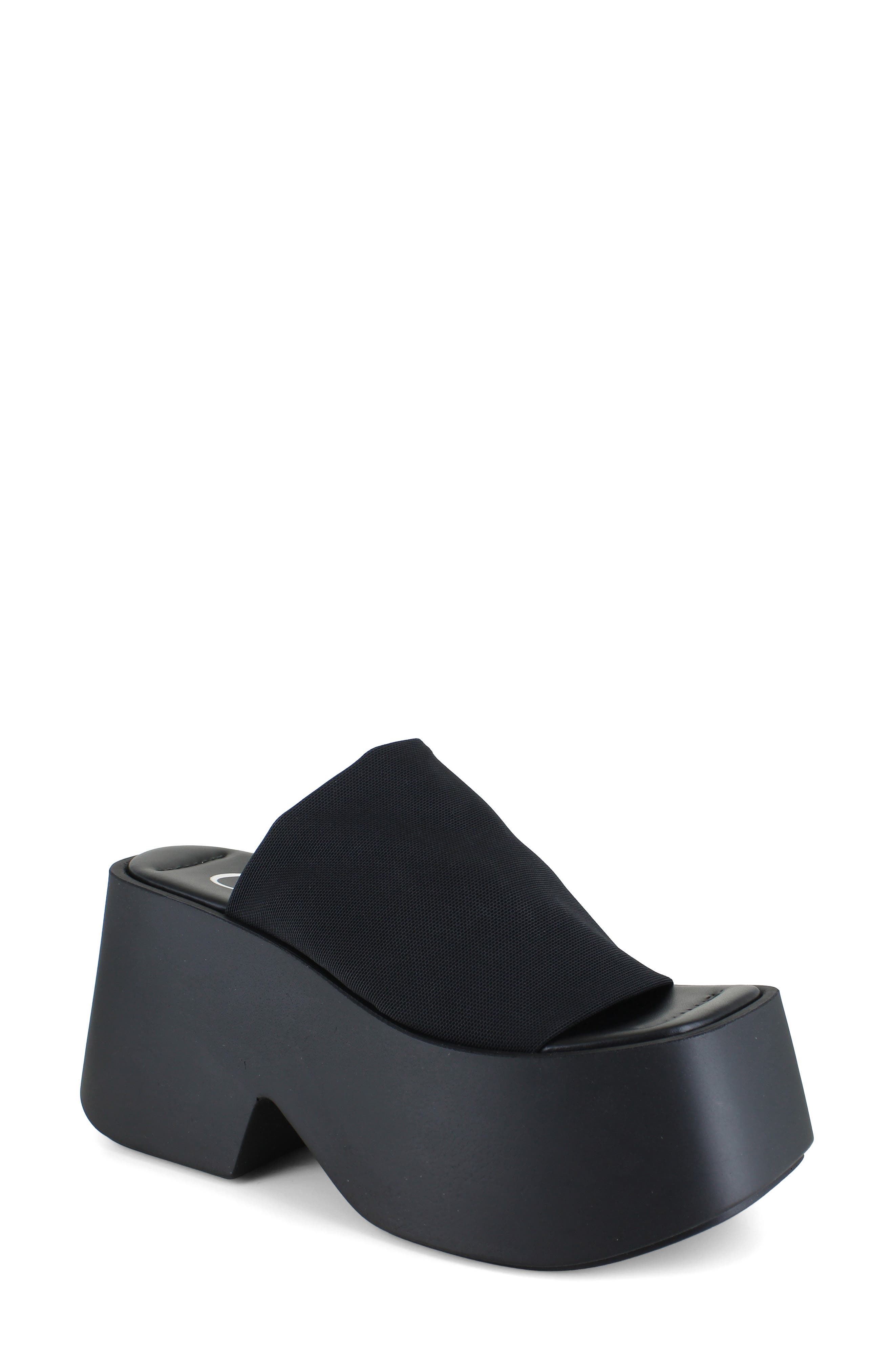 Candie's Danna Platform Slide Sandal, Main, color, Black Fabric