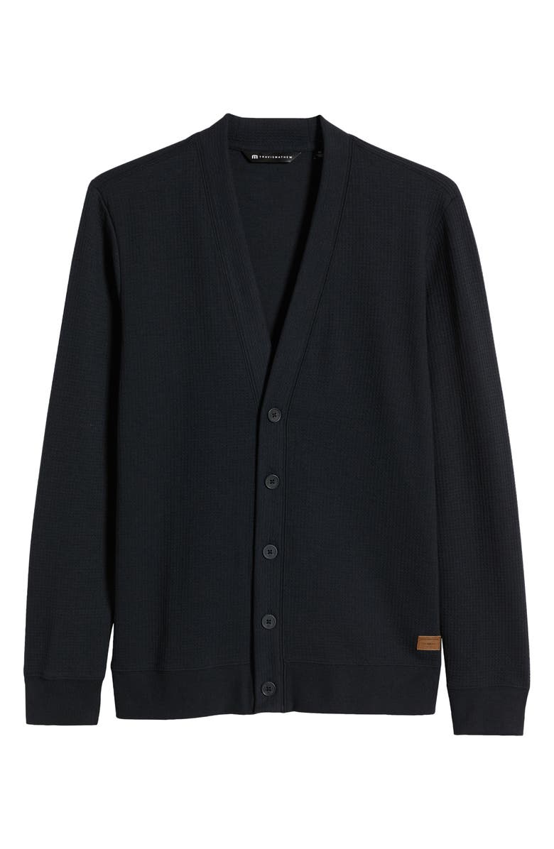 TravisMathew Pristine Shore Waffle Cardigan, Alternate, color, Black