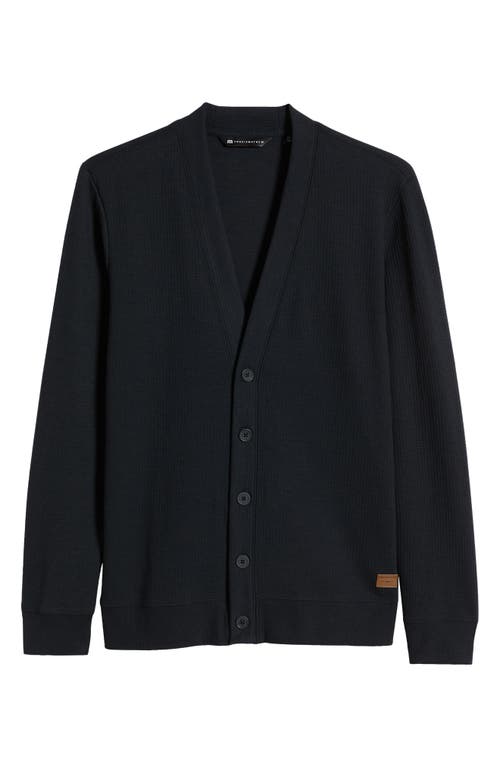 Travismathew Pristine Shore Waffle Cardigan In Black