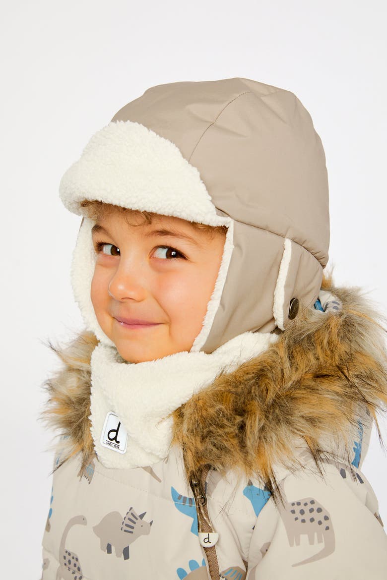 Winter Faux Fur Earflap Button Strap Chapka, Alternate, color, Taupe