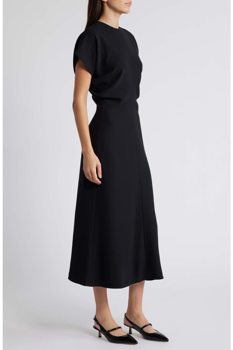 Theo Drape Midi Dress, Alternate, color, BLACK