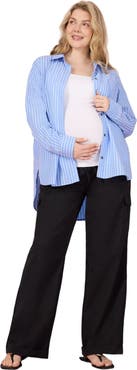 MOTHERHOOD MATERNITY Long Sleeve Button-Up Poplin Shirt