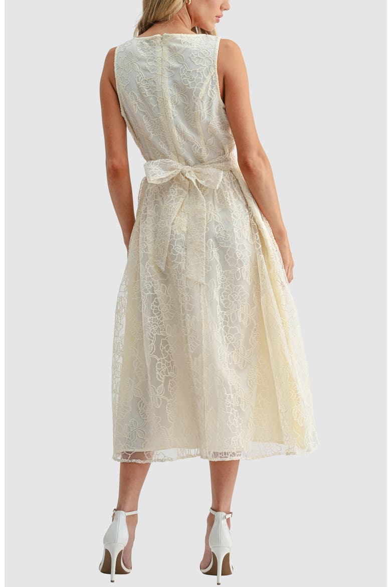 Floral Embroidered Fit & Flare Midi Dress, Alternate, color, BEIGE
