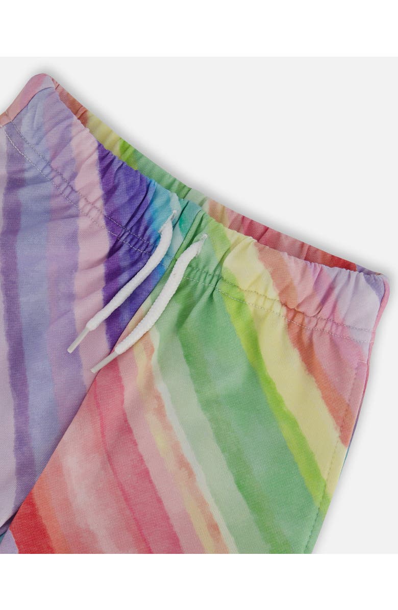 Deux par Deux Little Girl's French Terry Short Rainbow Stripe, Alternate, color,