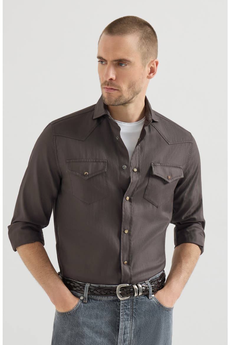 Garment-dyed chevron shirt, Alternate, color, Brown