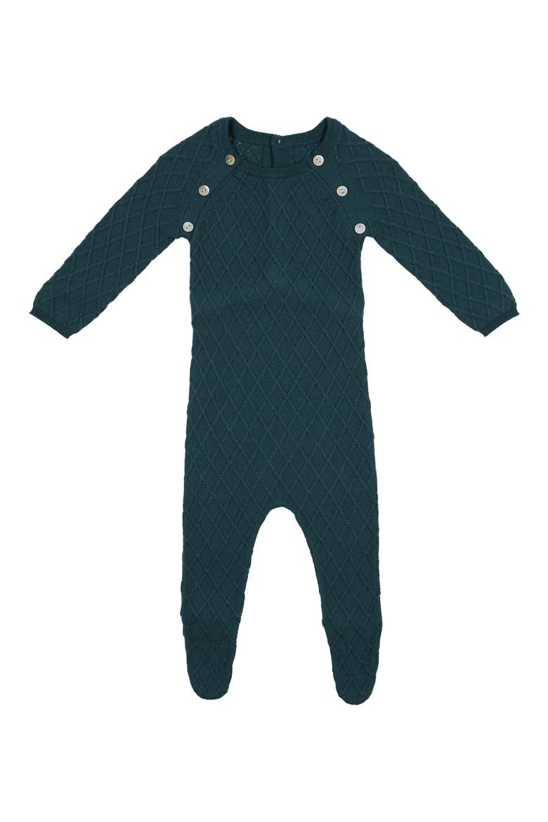 Diamond Knit Cotton Footie, Main, color, DEEP TEAL