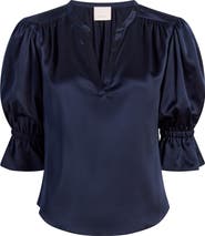 Cinq à Sept Fiona Split Neck Silk Top