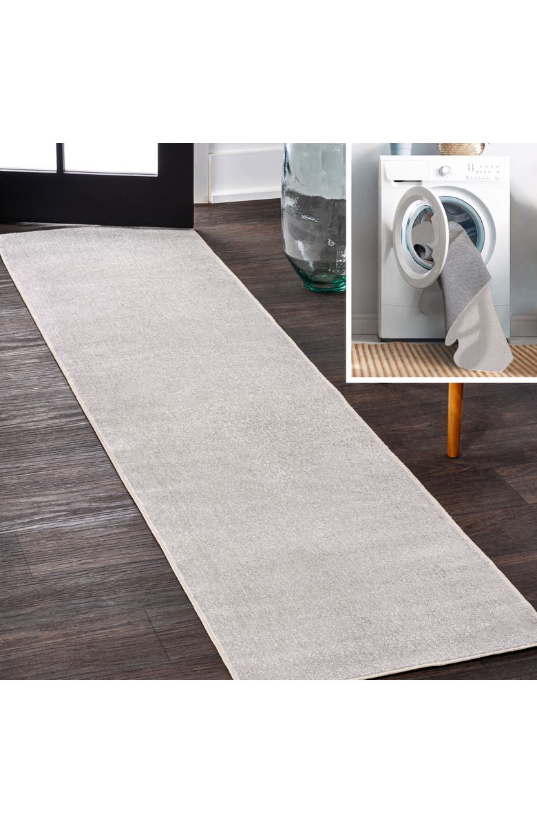 JONATHAN Y Twyla Classic Solid Low-Pile Machine-Washable Area Rug, Main, color, Light Gray