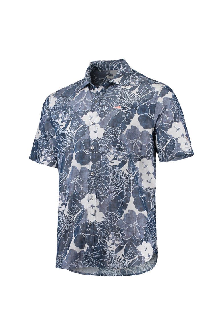 Men's Tommy Bahama Navy New England Patriots Coconut Point Playa Floral IslandZone Button-Up Shirt, Alternate, color, Navy