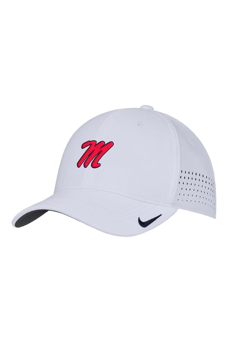 Men's Nike White Ole Miss Rebels 2025 On-Field Performance Flex Hat, Alternate, color, White