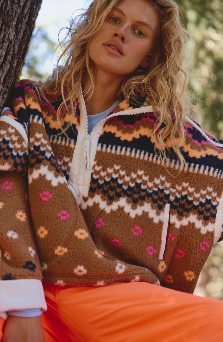 Free People Mountain High Quarter Zip, Alternate, color, Isle Knit Twig Combo