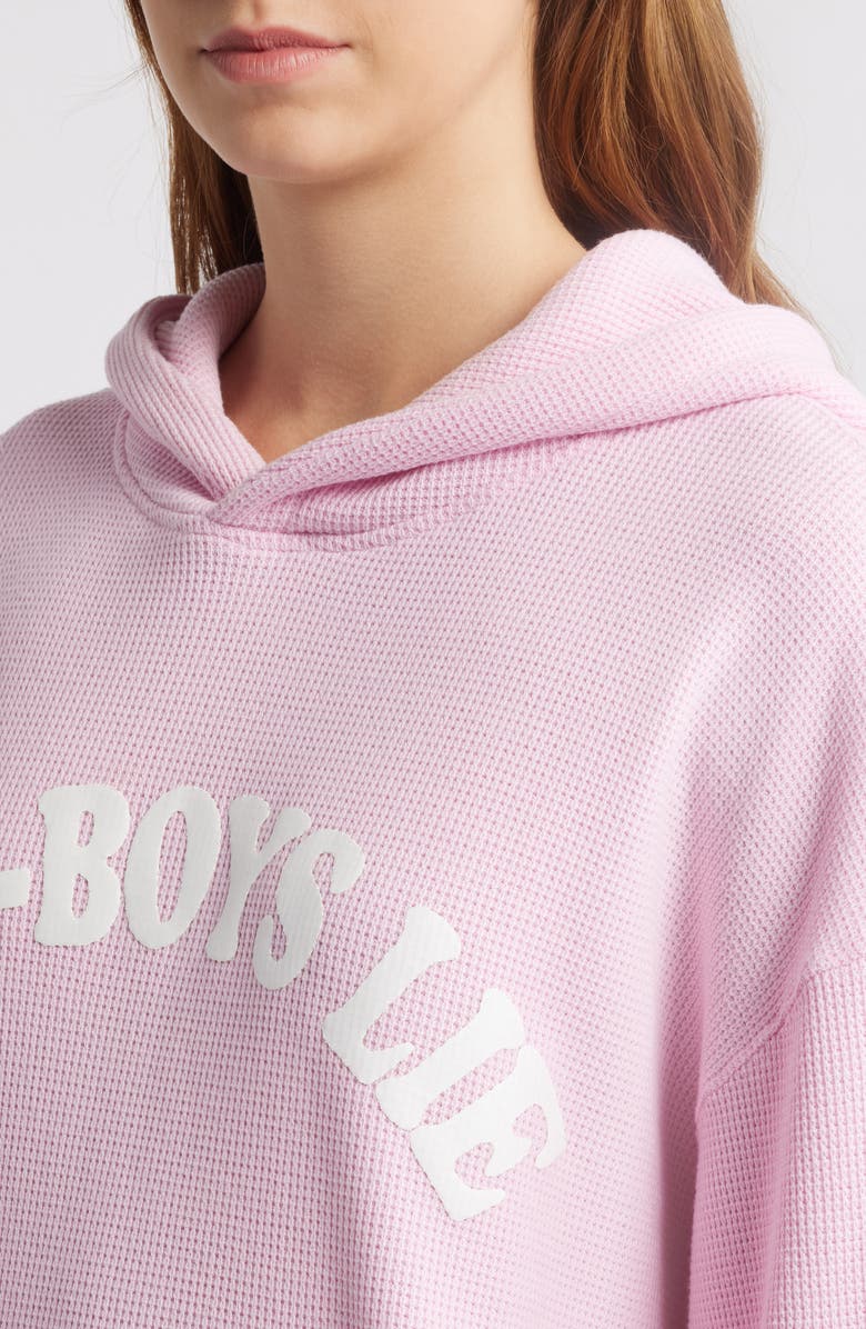 BOYS LIE 1-800 Revamped Waffle Knit Graphic Hoodie, Alternate, color, 