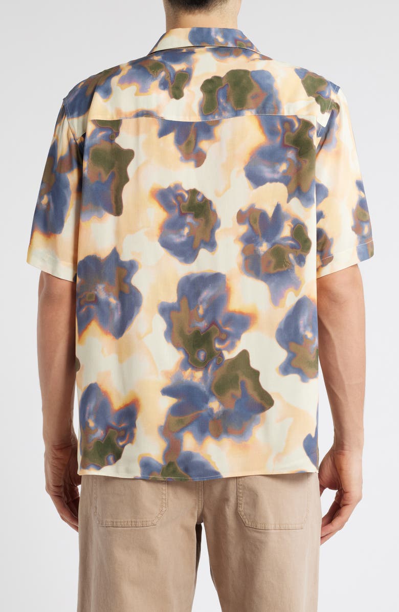 Wax London Didicot Blurred Floral Camp Shirt, Alternate, color, Peach / Blue