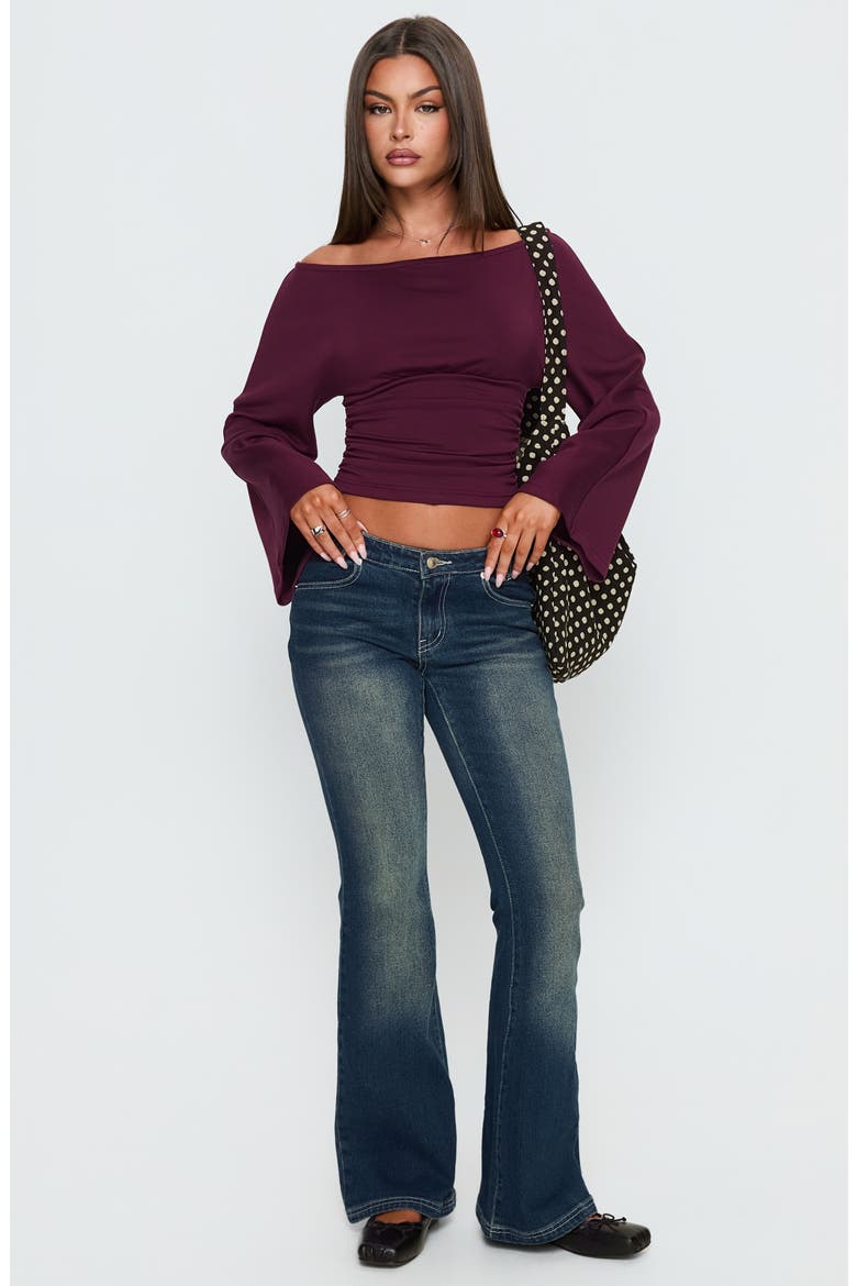 Anastasie Off the Shoulder Long Sleeve Top, Alternate, color, DEEP RED