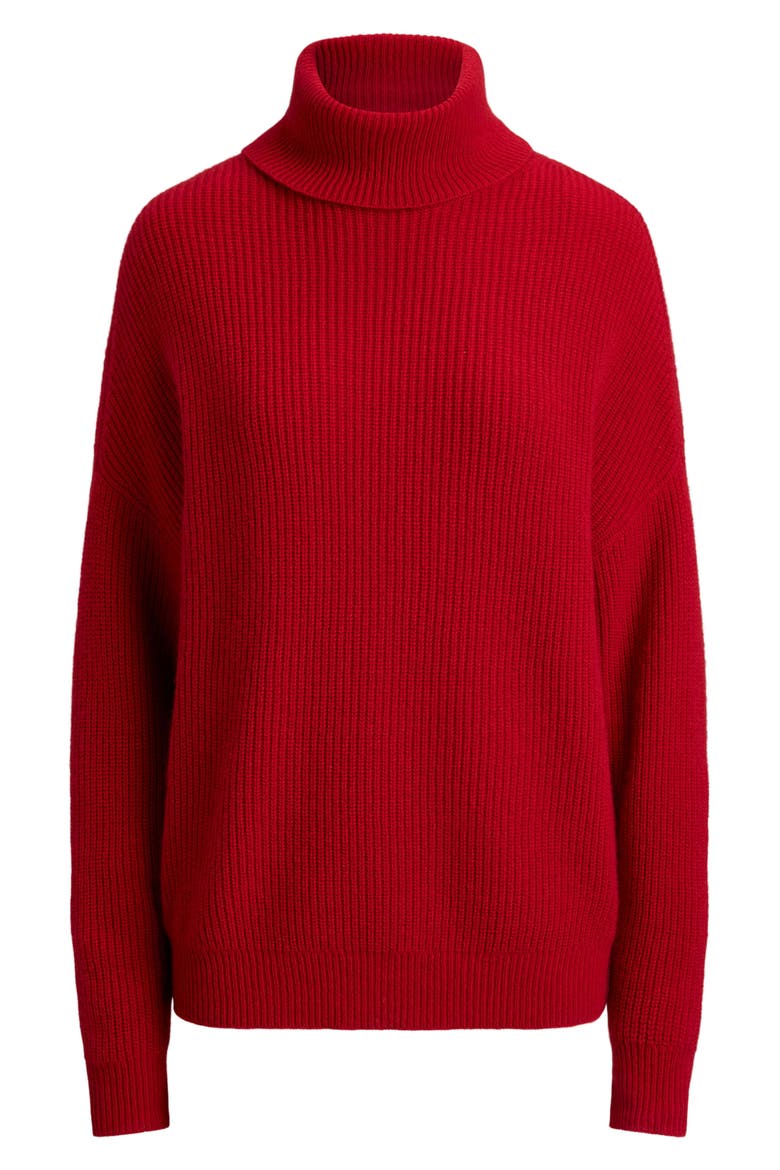 Ribbed Wool & Cashmere Turtleneck Sweater, Alternate, color, RALPH RED