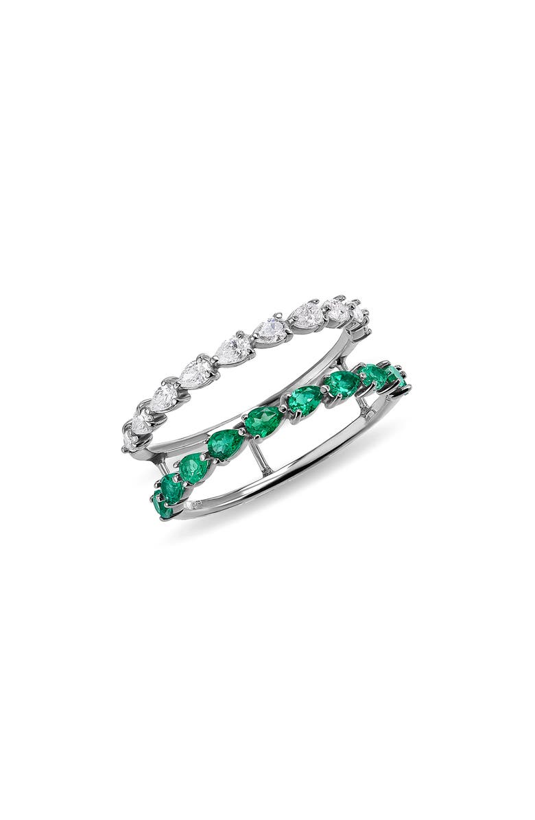 LANA 14K Gold Emerald & Diamond Band Ring, Main, color, White Gold