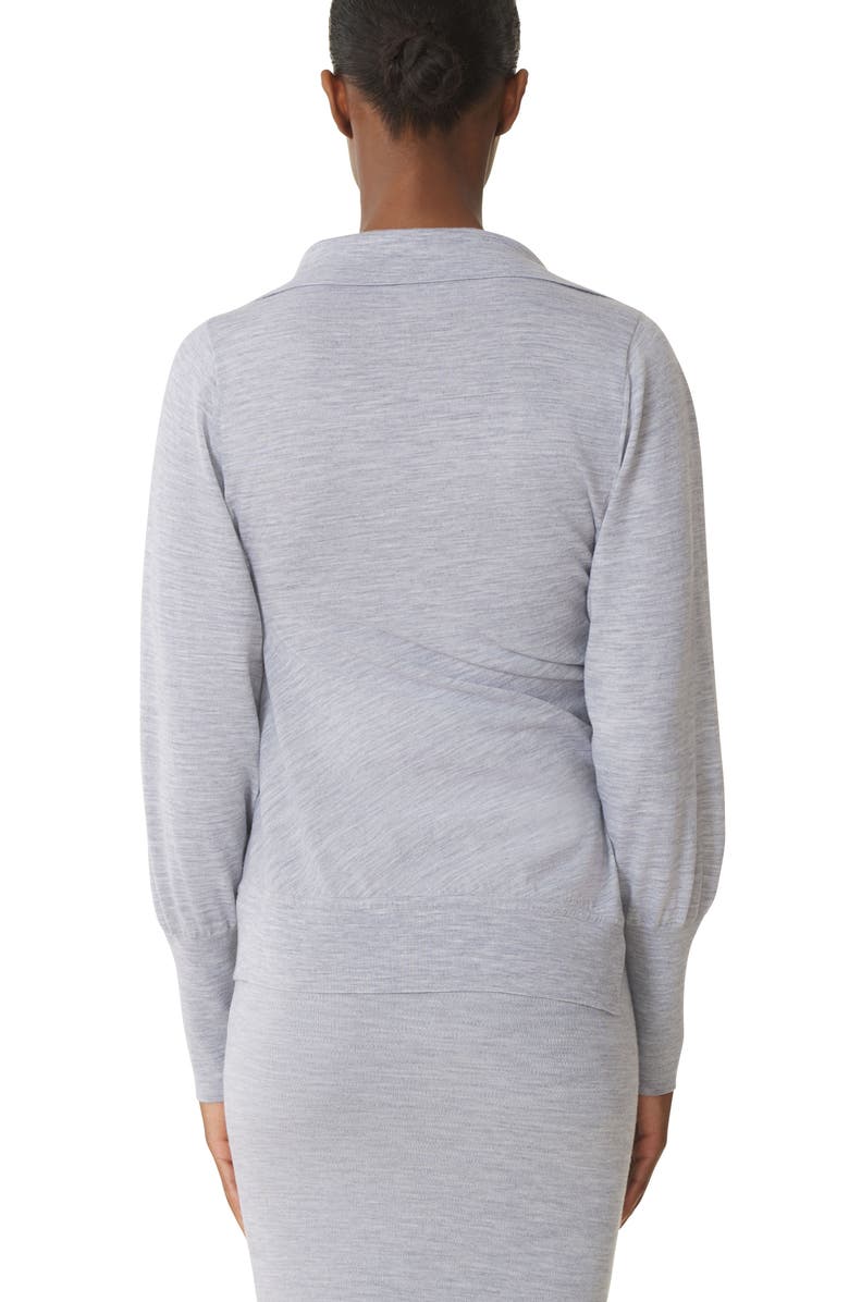 Lanvin Black Draped Wool Cardigan, Alternate, color, Light Grey