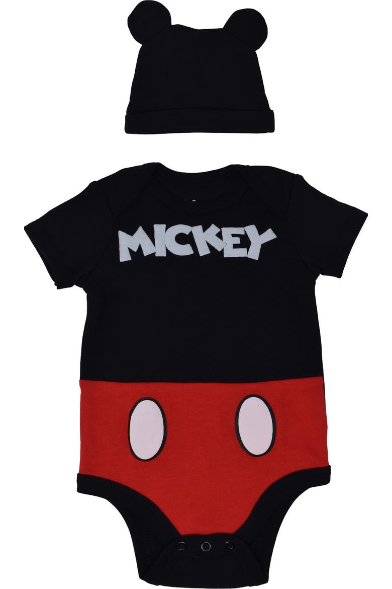 Pixar 2-Piece Bodysuit and Hat Set, Main, color, Mickey Mouse Black