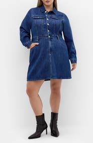 City Chic Liora Long Sleeve Denim Shirtdress