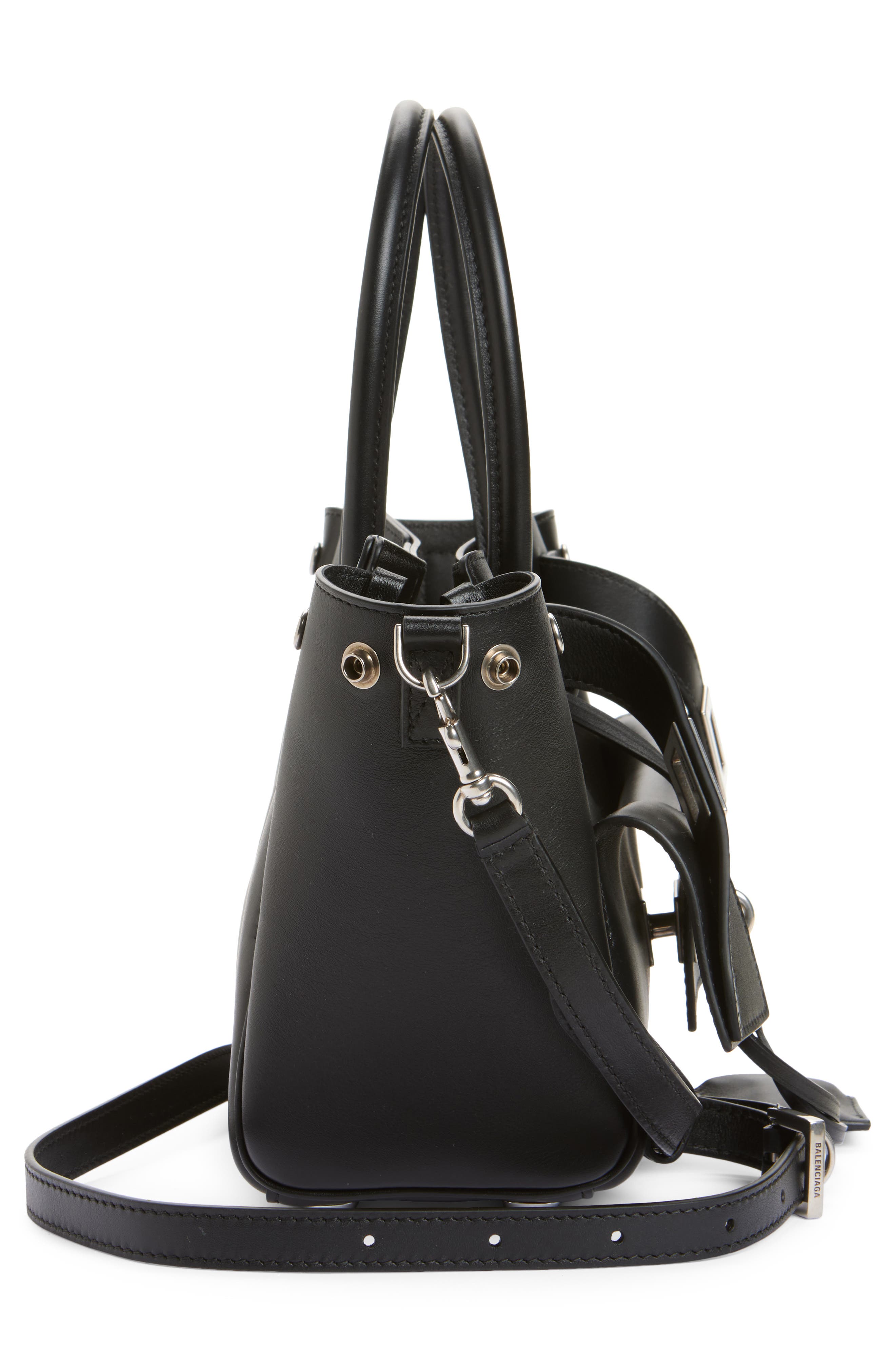 Balenciaga Small Bel Air Leather Carry All Bag, Alternate, color, 1000 Black
