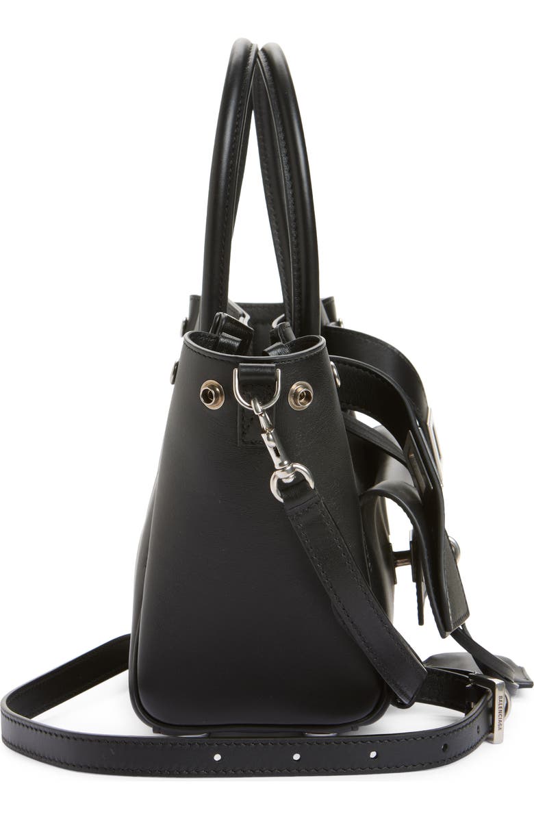 Balenciaga Small Bel Air Leather Carry All Bag, Alternate, color, 1000 Black