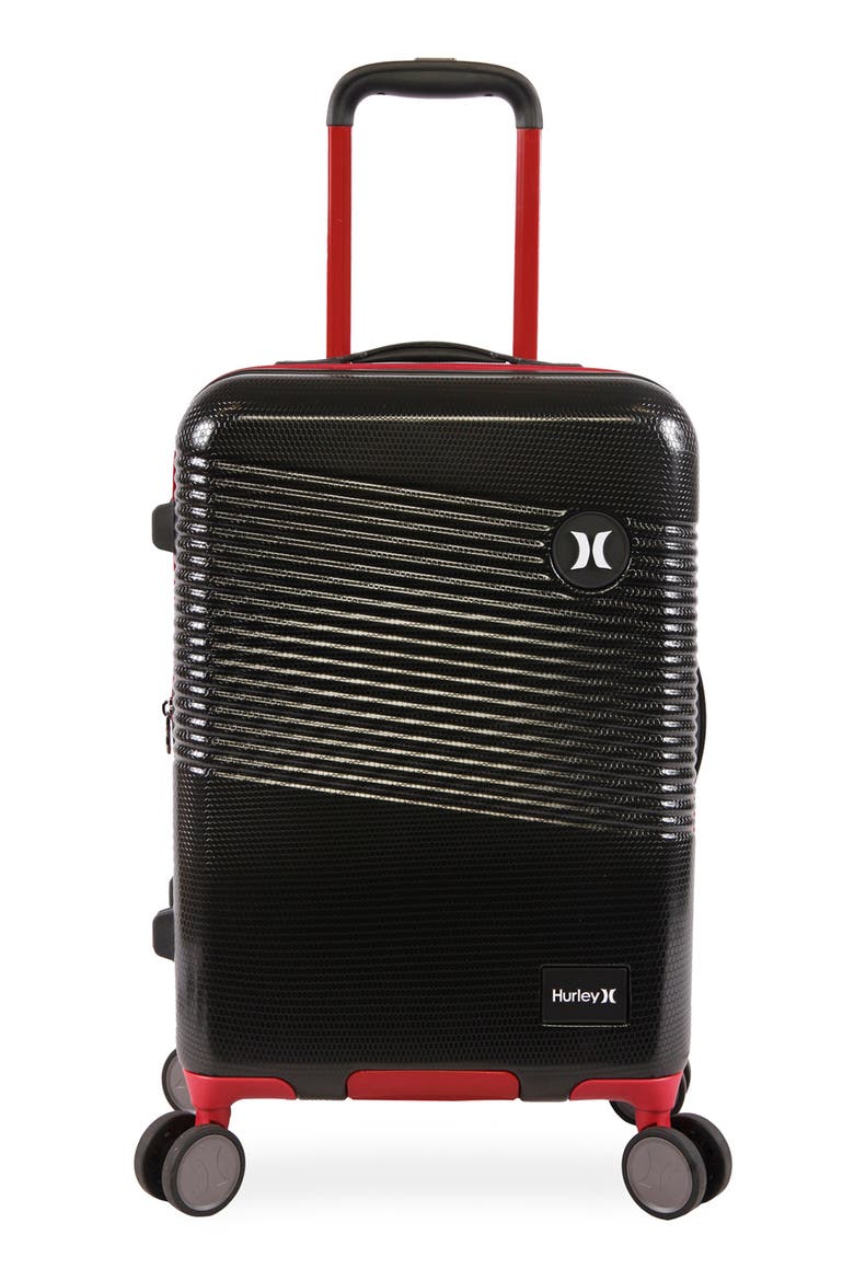 Looper 21" Hardshell Spinner Suitcase, Main, color, BLACK/ RED