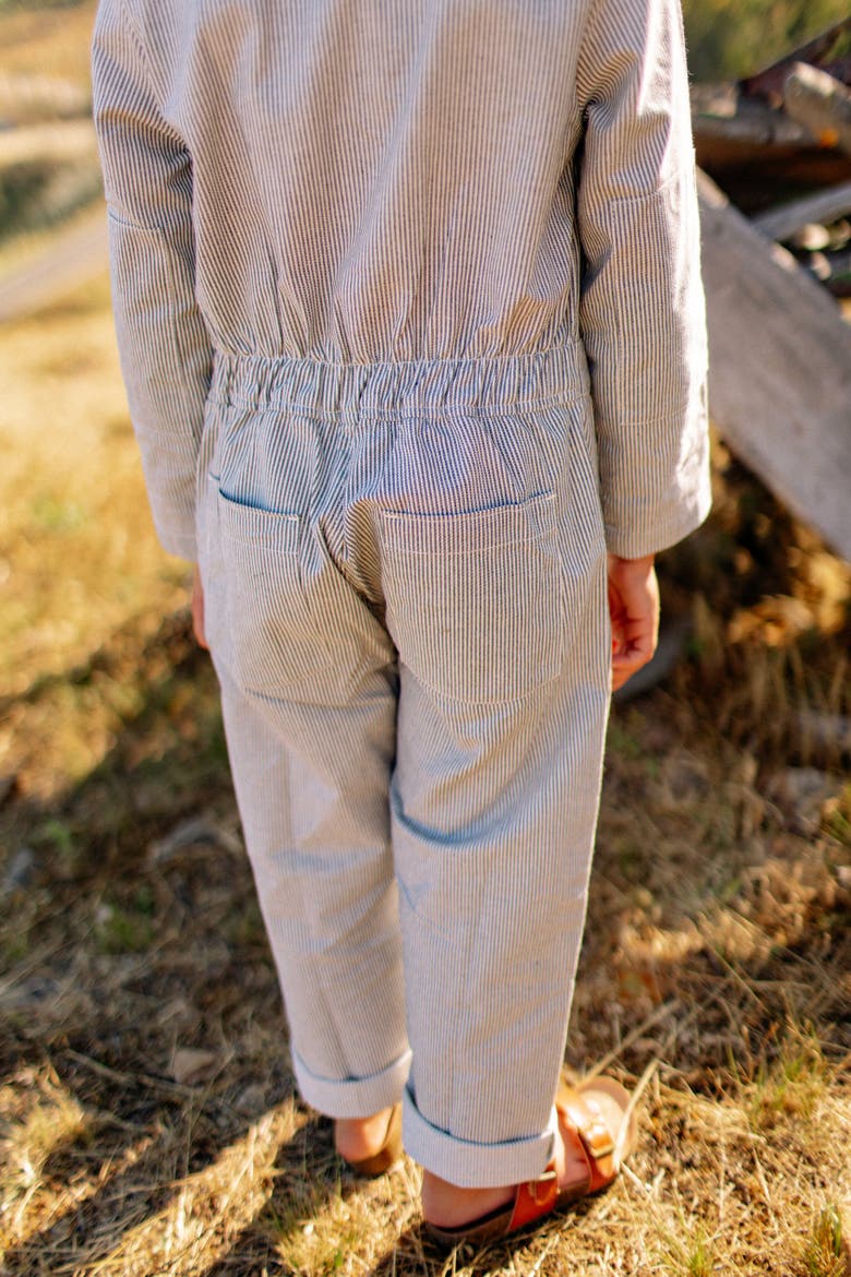 Kids' Organic Cotton Unisex Mac Jumpsuit, Alternate, color, Engineer's Stripe