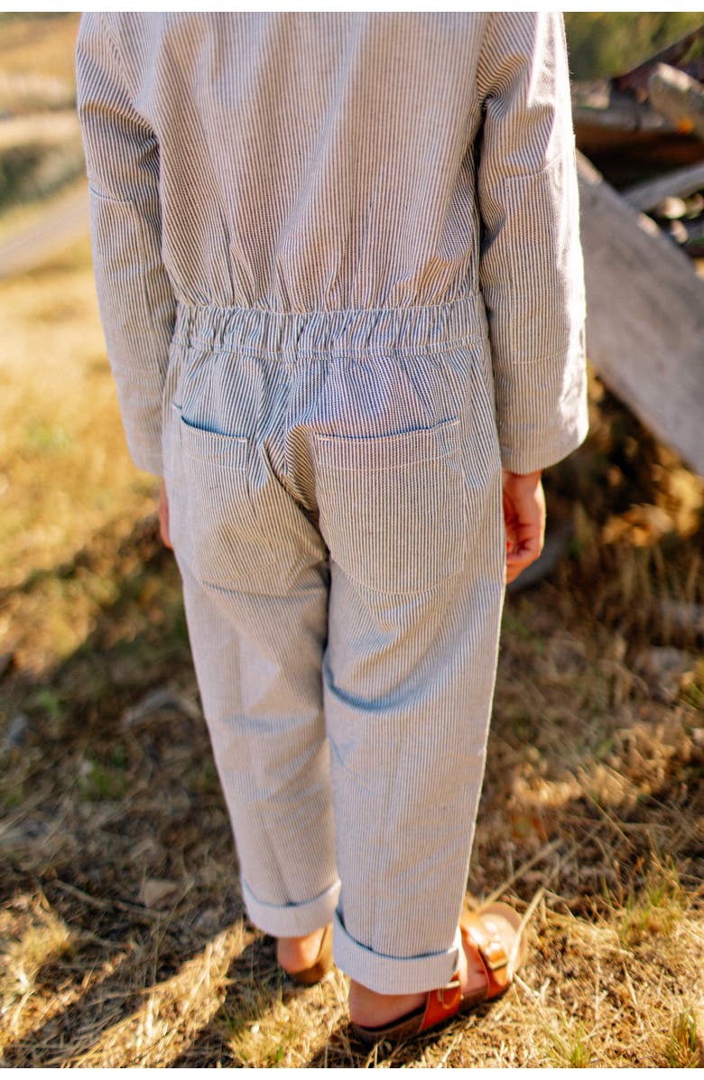 Jackalo Kids' Organic Cotton Unisex Mac Jumpsuit, Alternate, color, Engineer's Stripe